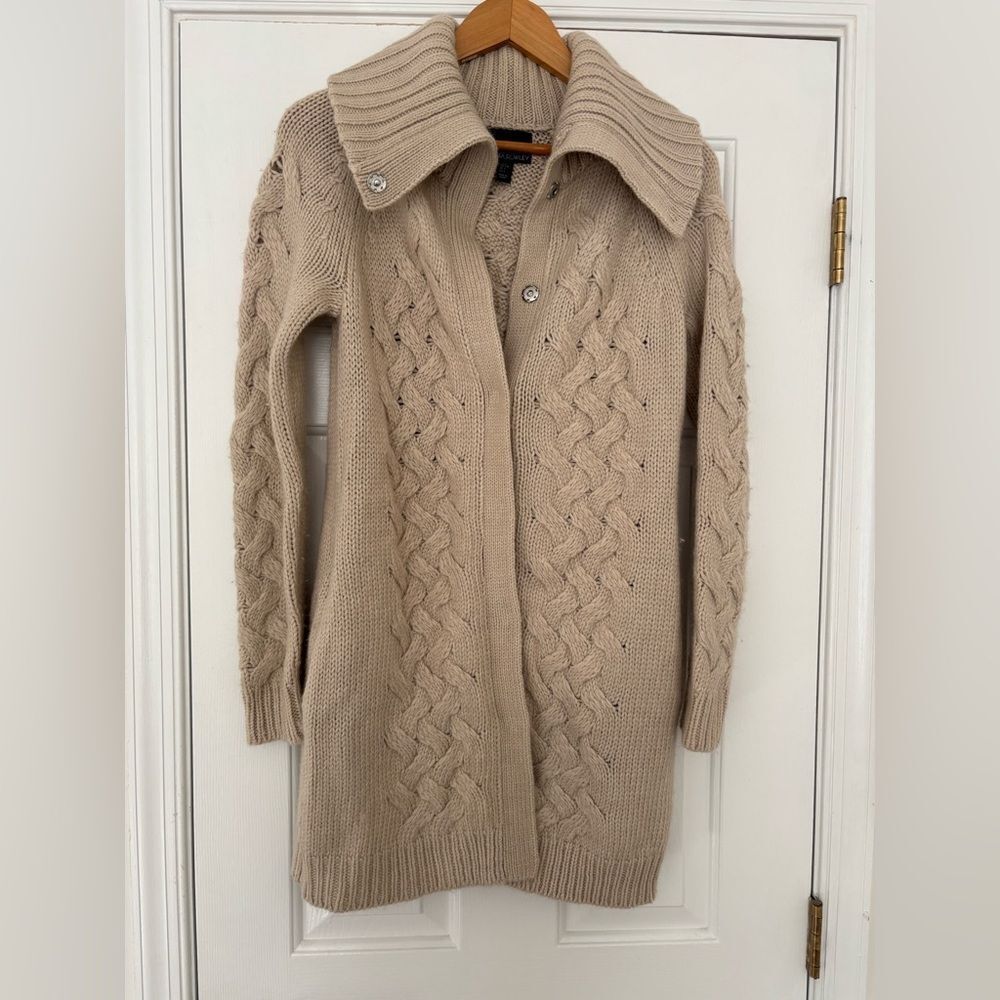 Cable knit long cardigan